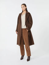 WEEKEND MAX MARA MIDI WOOL & ALPACA COAT IN CHOCOLATE