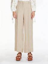 WEEKEND MAX MARA MALIZIA WIDE-LEG LINEN PANTS IN ECRU