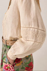 MAISON HOTEL VIRGINIA BLOUSE IN LINEN SOLSTACE