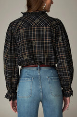 MAISON HOTEL COCO BLOUSE IN NOIR PLAID