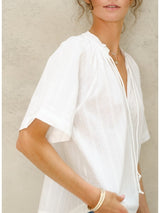 M.A.B.E. PALMER GATHERED TOP IN WHITE