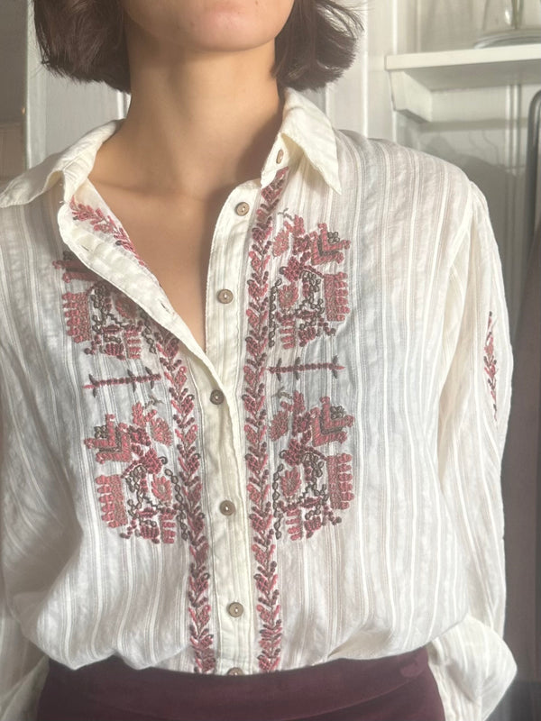 PRE-OWNED MAISON HOTEL EMBROIDERED BLOUSE £165 L