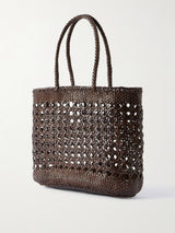 DRAGON DIFFUSION RATTAN WOVEN TOTE IN DARK BROWN