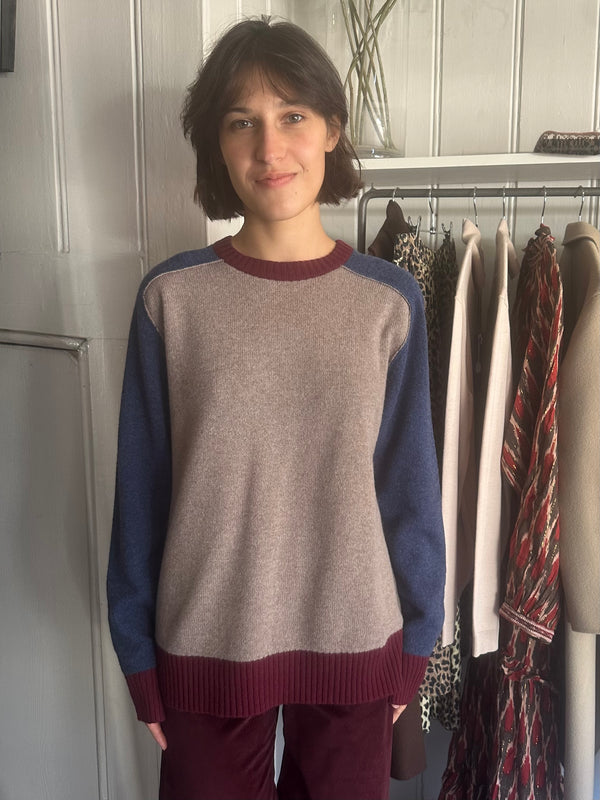 PRE-OWNED MOISMONT MULTI-BLOCK WOOL SWEATER M/L RRP £225