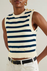 FRAME THE HARBOR BUTTON-EMBELLISHED COTTON-BLEND VEST