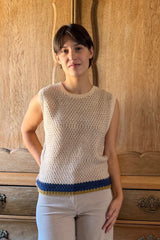 INJIRI WOOL SWEATER VEST IN ECRU STRIPE