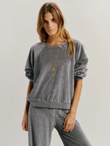 SUZIE KONDI SAMOS SWEATSHIRT IN CHARCOAL GREY VELOUR