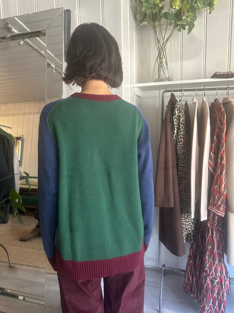 PRE-OWNED MOISMONT MULTI-BLOCK WOOL SWEATER M/L RRP £225