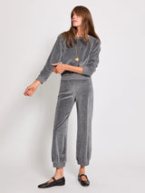SUZIE KONDI SAMOS SWEATSHIRT IN CHARCOAL GREY VELOUR
