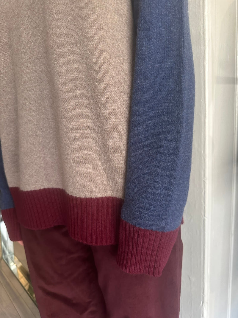 PRE-OWNED MOISMONT MULTI-BLOCK WOOL SWEATER M/L RRP £225