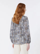 WEEKEND MAX MARA PRINTED COTTON VOILE SHIRT IN NAVY