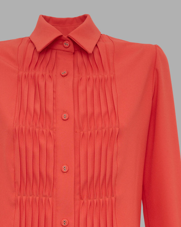 LORETTA CAPONI EVELYNE SHIRT IN REDCURRANT CREPE