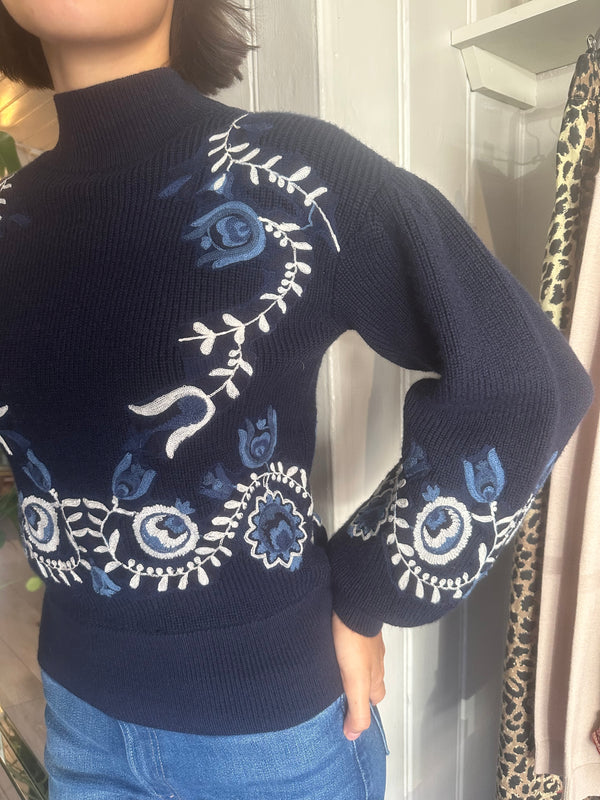 PRE-OWNED SEA EMBROIDERED SWEATER XXS RRP £425