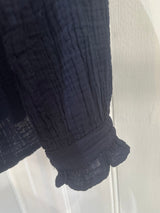 PRE-OWNED XIRENA RUFFLE SHIRT NAVY XS RRP £245