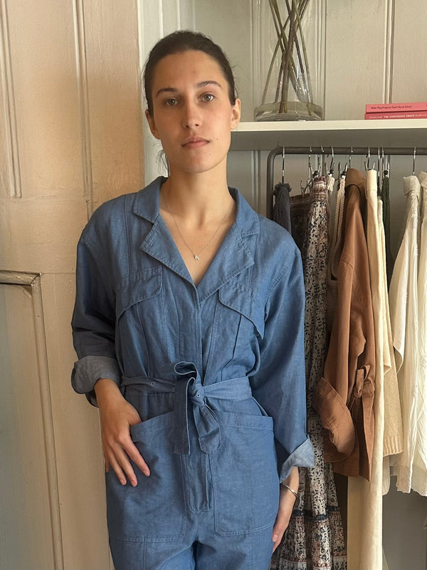 PRE-LOVED ALEX MILL CHAMBRAY JUMPSUIT XS RRP £265