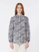 WEEKEND MAX MARA PRINTED COTTON VOILE SHIRT IN NAVY
