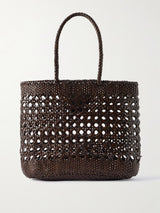 DRAGON DIFFUSION RATTAN WOVEN TOTE IN DARK BROWN