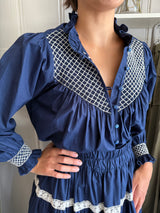 PRE-LOVED LORETTA CAPONI HAND EMBROIDERED BLOUSE S/M RRP £465