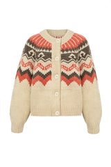 HERD FLEETWOOD CARDIGAN IN ECRU WITH SHRIMP AND LOAM
