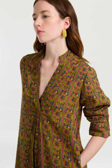 LISA CORTI RADHA KAFTAN IN DRAGON TIGER GREEN GOLD