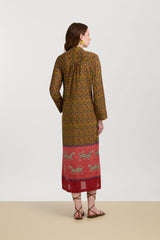 LISA CORTI RADHA KAFTAN IN DRAGON TIGER GREEN GOLD