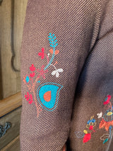 INJIRI WILLOW Hand embroidered JACKET 140 in dark brown