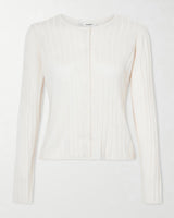 FRAME RIBBED CASHMERE & SILK BLEND CARDIGAN