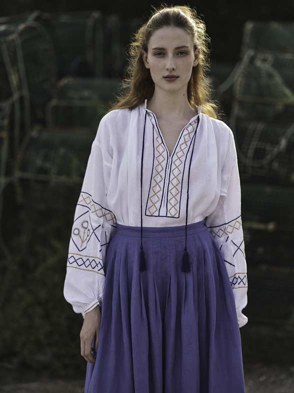 THIERRY COLSON ZAZOU SKIRT ARCHAIC EMBROIDERY LAVENDER