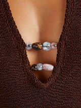 HUNZA G ADRIANA BEADED SWIMSUIT IN METALLIC CHOCOLATE