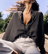 XIRENA AMELIE SHIRT IN BLACK PEPPER