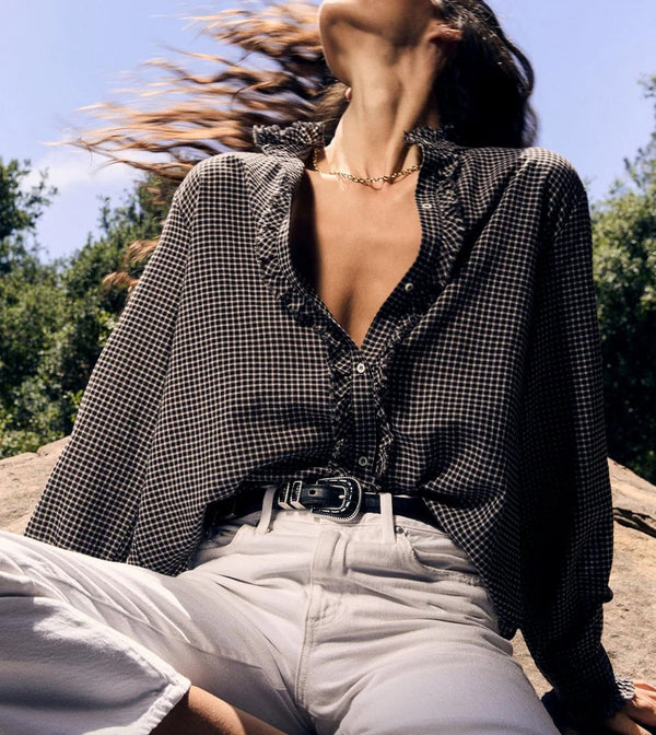 XIRENA AMELIE SHIRT IN BLACK PEPPER