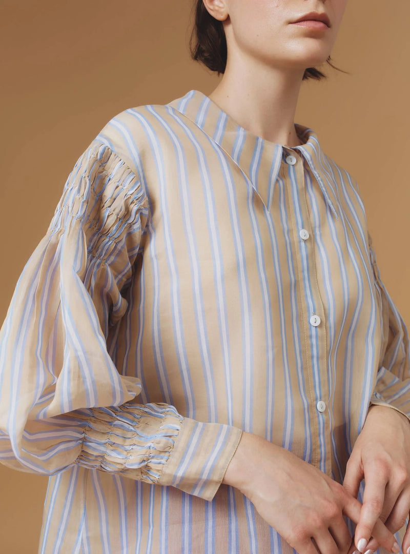 THIERRY COLSON ZLATA IN BERLINGOT STRIPES SILK BLEND