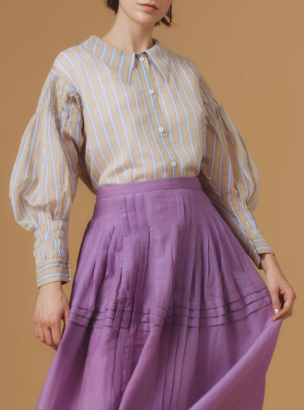 THIERRY COLSON ZLATA IN BERLINGOT STRIPES SILK BLEND