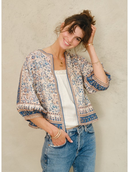 M.A.B.E. CASS PRINT JACKET IN NAVY