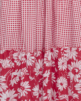 LORETTA CAPONI BIBI MAXI SKIRT IN STRAWBERRY DAISIES AND CHECK