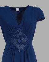 LORETTA CAPONI DIVA DRESS IN BLUEBERRY CREPE