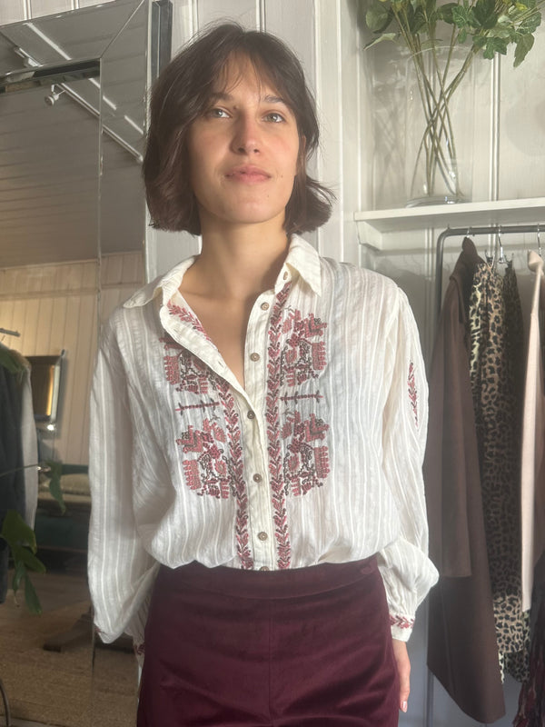 PRE-OWNED MAISON HOTEL EMBROIDERED BLOUSE £165 L