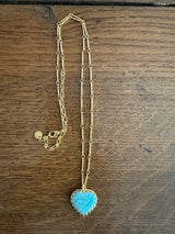 PRE-OWNED SARA LASHAY TURQUOISE & GOLD PENDANT RRP £345