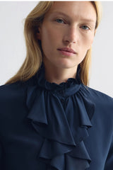 NILI LOTAN LILY RUFFLED SILK BLOUSE