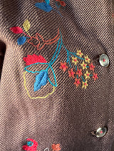 INJIRI WILLOW Hand embroidered JACKET 140 in dark brown