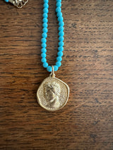 PRE-OWNED HERMINA ATHENS TURQUOISE & GOLD PENDANT RRP £165