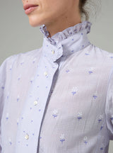 THIERRY COLSON WIND BLOUSE IN BUTHI-BLOCK PRINT BLUE