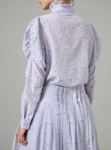 THIERRY COLSON WIND BLOUSE IN BUTHI-BLOCK PRINT BLUE