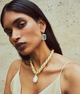 LIZZIE FORTUNATO EMERALD TILE EARRINGS IN GLACIER