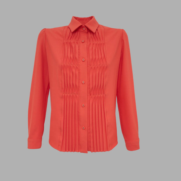 LORETTA CAPONI EVELYNE SHIRT IN REDCURRANT CREPE