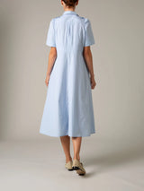 THIERRY COLSON BAGHERA DRESS LADY POPLIN OFFICE BLUE