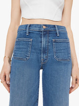 MOTHER PATCH POCKET MID RISE JEANS IN MID-BLUE