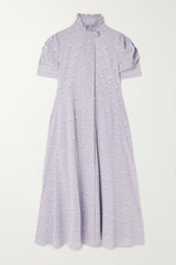 THIERRY COLSON VENETIA RUFFLED GATHERED FLORAL-PRINT DRESS