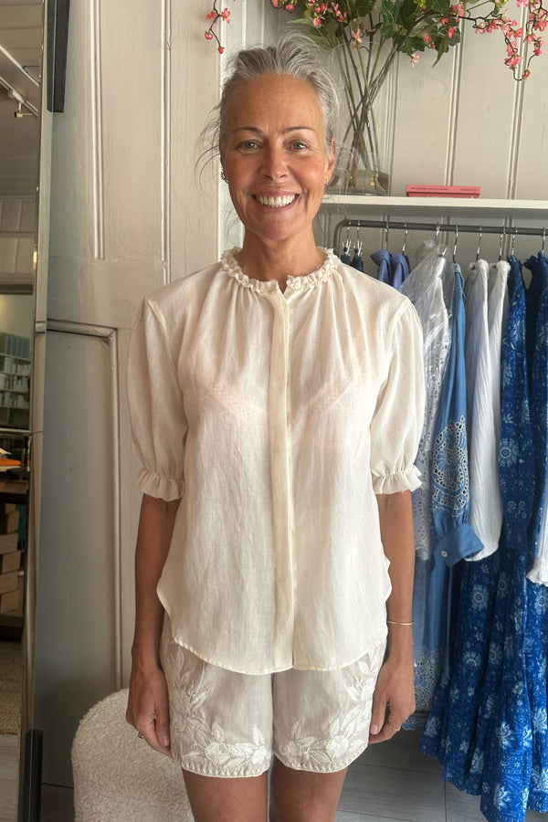 LOUP CHARMANT PICO BLOUSE IN ECRU