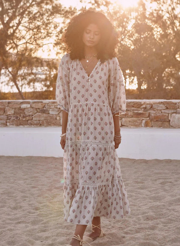 M.A.B.E. LINDI MAXI DRESS IN SILK-COTTON BLEND